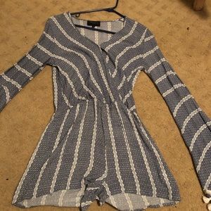 Blue & White printed romper